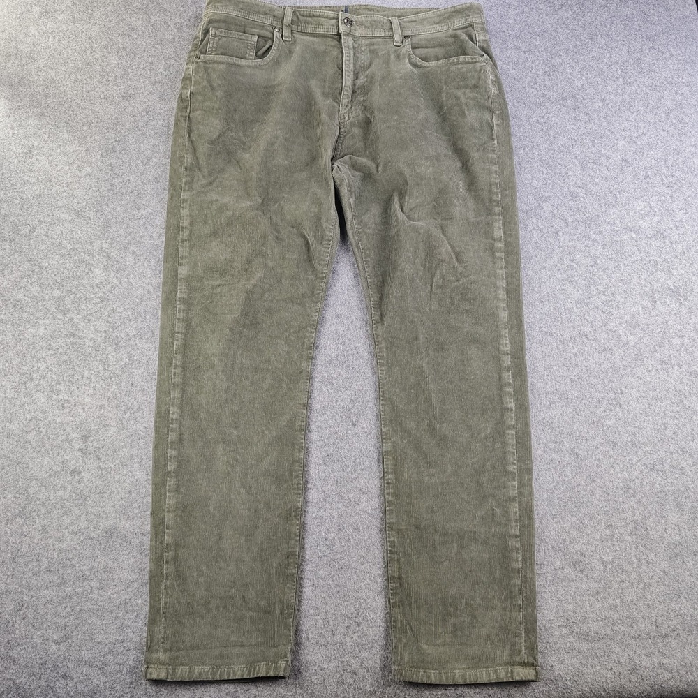 Johnnie O Corduroy Pants Mens 36x30 Green Straight Leg Cotton Blend Stretch